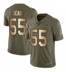 Youth Nike Los Angeles Chargers 55 Junior Seau Limited OliveGold 2017 Salute to Service NFL Jersey
