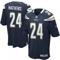 Youth Nike San Diego Chargers 24# Ryan Mathews Game Blue Color Jersey (S-XL)
