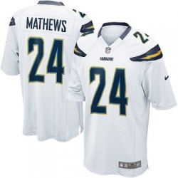 Youth Nike San Diego Chargers 24# Ryan Mathews Game White Color Jersey (S-XL)