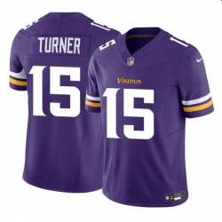 Men Minnesota Vikings 15 Dallas Turner Purple 2024 Draft F U S E  Vapor Untouchable Limited Stitched Jersey