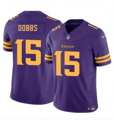 Men Minnesota Vikings 15 Josh Dobbs Purple 2023 F U S E  Color Rush Stitched Jersey