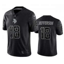 Men Minnesota Vikings 18 Justin Jefferson Black Reflective Limited Stitched Football Jersey