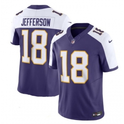 Men Minnesota Vikings 18 Justin Jefferson Purple 2023 F U S E  Vapor Limited Stitched Jersey