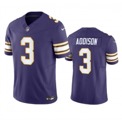 Men Minnesota Vikings 3 Jordan Addison Purple 2023 F U S E  Vapor Untouchable Limited Stitched Jersey