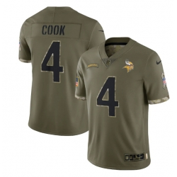 Men Minnesota Vikings 4 Dalvin Cook Olive 2022 Salute To Service Limited Stitched Jersey