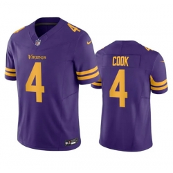 Men Minnesota Vikings 4 Dalvin Cook Purple 2023 F U S E  Color Rush Stitched Jersey