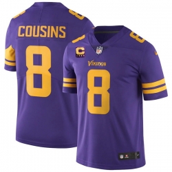 Men Minnesota Vikings 8 Kirk Cousins 2022 Purple With 4 Star C Patch Color Rush Limited Stitched Jersey