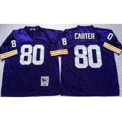 Men Minnesota Vikings 80 Cris Carter Purple M&N Throwback Jersey