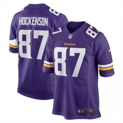 Men Minnesota Vikings 87 T J Hockenson Purple Stitched Game Jersey