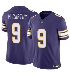 Men Minnesota Vikings 9 J J  McCarthy Purple 2024 Draft F U S E  Throwback Vapor Untouchable Limited Stitched Jersey