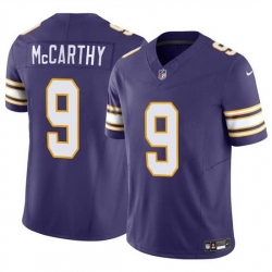 Men Minnesota Vikings 9 J J  McCarthy Purple 2024 Draft F U S E  Throwback Vapor Untouchable Limited Stitched Jersey