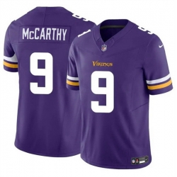 Men Minnesota Vikings 9 J J  McCarthy Purple 2024 Draft F U S E  Vapor Untouchable Limited Stitched Jersey