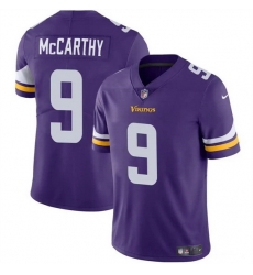 Men Minnesota Vikings 9 J J  McCarthy Purple 2024 Draft Vapor Untouchable Limited Stitched Jersey