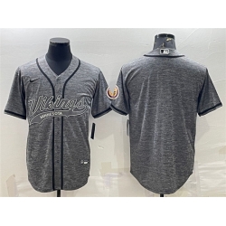 Men Minnesota Vikings Blank Grey With Patch Cool Base Stitched Baseball Jersey