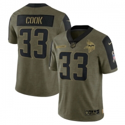 Men's Minnesota Vikings Dalvin Cook Nike Olive 2021 Salute To Service Limited Player Jersey