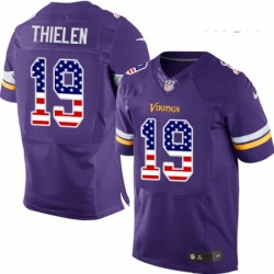 Mens Nike Minnesota Vikings 19 Adam Thielen Elite Purple Home USA Flag Fashion NFL Jersey