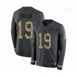 Mens Nike Minnesota Vikings 19 Adam Thielen Limited Black Salute to Service Therma Long Sleeve NFL Jersey