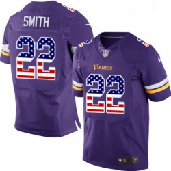Mens Nike Minnesota Vikings 22 Harrison Smith Elite Purple Home USA Flag Fashion NFL Jersey