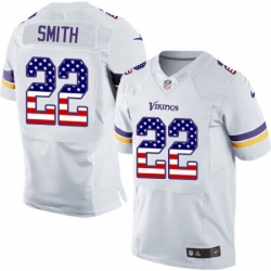 Mens Nike Minnesota Vikings 22 Harrison Smith Elite White Road USA Flag Fashion NFL Jersey