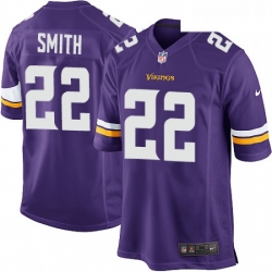 Mens Nike Minnesota Vikings 22 Harrison Smith Game Purple Team Color NFL Jersey