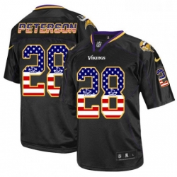 Mens Nike Minnesota Vikings 28 Adrian Peterson Elite Black USA Flag Fashion NFL Jersey