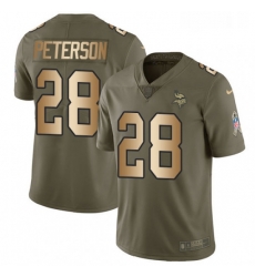 Mens Nike Minnesota Vikings 28 Adrian Peterson Limited OliveGold 2017 Salute to Service NFL Jersey