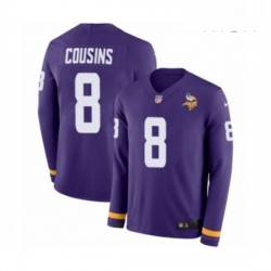 Mens Nike Minnesota Vikings 8 Kirk Cousins Limited Purple Therma Long Sleeve NFL Jersey