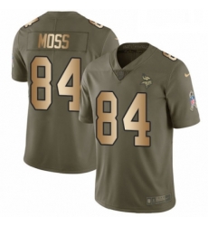 Mens Nike Minnesota Vikings 84 Randy Moss Limited OliveGold 2017 Salute to Service NFL Jersey