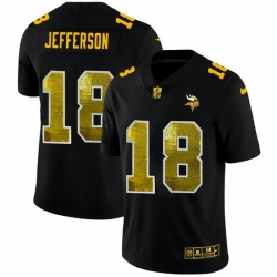 Minnesota Vikings 18 Justin Jefferson Men Black Nike Golden Sequin Vapor Limited NFL Jersey