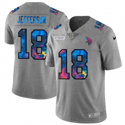 Minnesota Vikings 18 Justin Jefferson Men Nike Multi Color 2020 NFL Crucial Catch NFL Jersey Greyheather