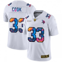 Minnesota Vikings 33 Dalvin Cook Men White Nike Multi Color 2020 NFL Crucial Catch Limited NFL Jersey