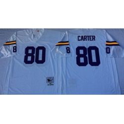 Mitchell&Ness Vikings 80 Cris Carter White Throwback Stitched NFL Jersey