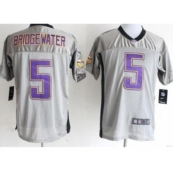 Nike Minnesota Vikings 5 Teddy Bridgewater Grey Elite Shadow NFL Jersey