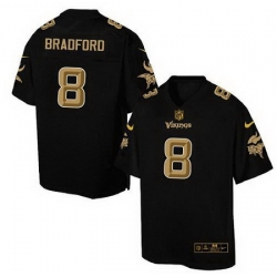 Nike Vikings #8 Sam Bradford Black Men Stitched NFL Elite Pro Line Gold Collection Jersey