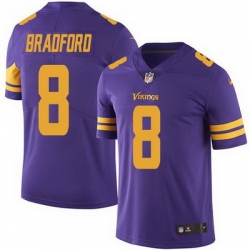 Nike Vikings #8 Sam Bradford Purple Mens Stitched NFL Limited Rush Jersey