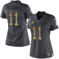 Nike Vikings #11 Laquon Treadwell Black Womens Stitched NFL Limited 2016 Salute To Service Jersey