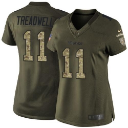 Nike Vikings #11 Laquon Treadwell Green Womens Stitched NFL Limited Salute to Service Jersey