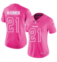 Nike Vikings #21 Jerick McKinnon Pink Womens Stitched NFL Limited Rush Fashion Jersey