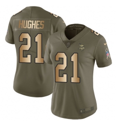 Nike Vikings #21 Mike Hughes Olive Gold Womens Stitched NFL Limited 2017 Salute to Service Jersey