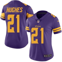 Nike Vikings #21 Mike Hughes Purple Womens Stitched NFL Limited Rush Jersey