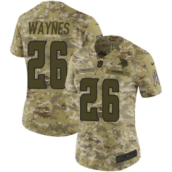 Nike Vikings #26 Trae Waynes Camo Women Stitched NFL Limited 2018 Salute to Service Jersey