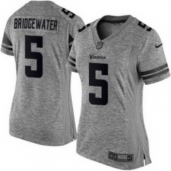 Nike Vikings #5 Teddy Bridgewater Gray Womens Stitched NFL Limited Gridiron Gray Jersey