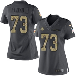Nike Vikings #73 Sharrif Floyd Black Womens Stitched NFL Limited 2016 Salute To Service Jersey