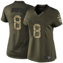 Nike Vikings #8 Sam Bradford Green Women Stitched NFL Limited Salute to Service Jersey