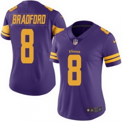 Nike Vikings #8 Sam Bradford Purple Womens Stitched NFL Limited Rush Jersey