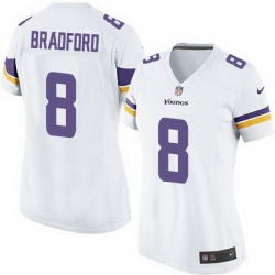 Nike Vikings #8 Sam Bradford White Women Stitched NFL Elite Jersey