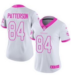 Nike Vikings #84 Cordarrelle Patterson White Pink Womens Stitched NFL Limited Rush Fashion Jersey
