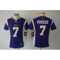 Nike Women Minnesota Vikings #7 Ponder Purple(Women Limited Jerseys)