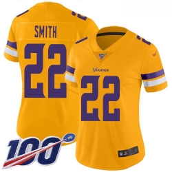 Vikings #22 Harrison Smith Gold Women Stitched Football Limited Inverted Legend 100th Season Jersey