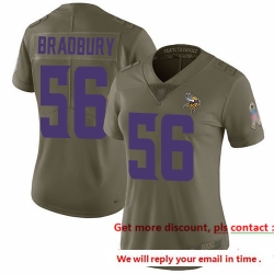 Vikings 56 Garrett Bradbury Olive Women Stitched Football Limited 2017 Salute to Service Jersey